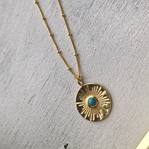 🦋Gold + Turquoise Sunlight charm necklace